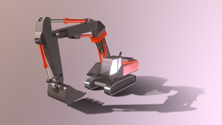 Baufahrzeug 1 - Bagger (Low-Poly) 3D Model