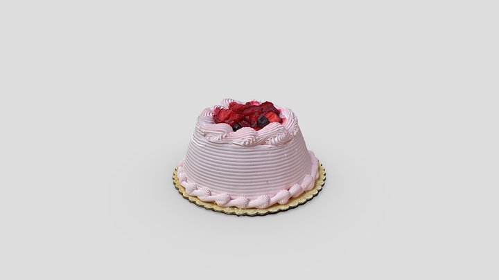 Strawberry Angel Food Cake 3D Model
