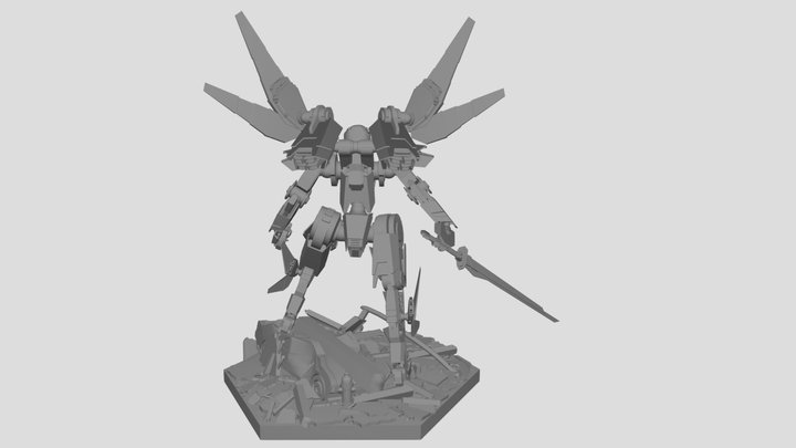 mecha Figure on stand 3D Model