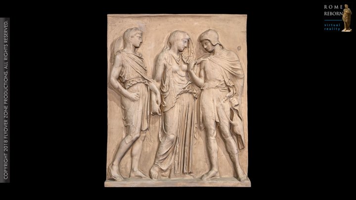 3D rendering of Grave Relief with Orpheus, Eurydice, and Hermes