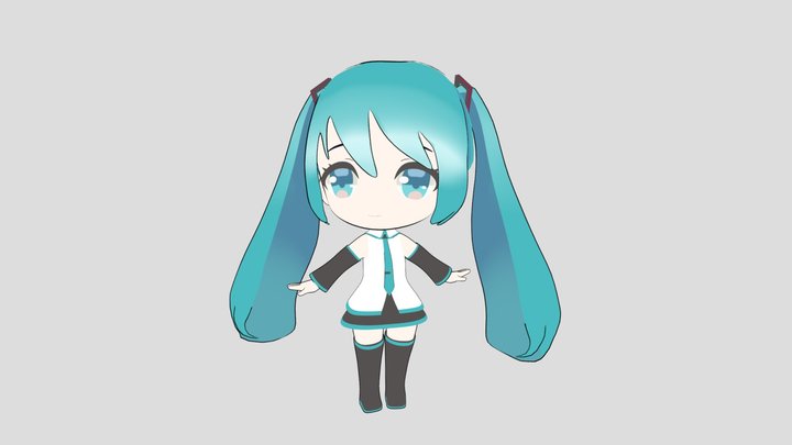 Hatsune Miku anime character 3D Model