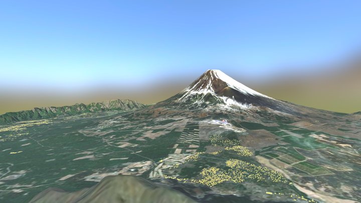 Mout Fuji with skiing tracks 3D Model