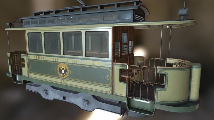 1910 Cologne streetcar 3D Model