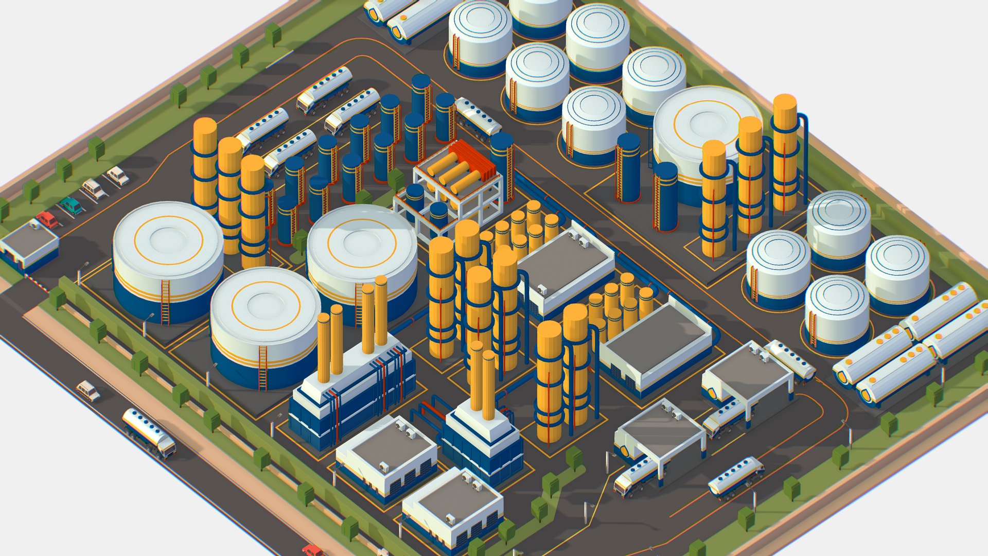 3D model Isometric Gazprom Crude Oil Processing Plant - This is a 3D model of the Isometric Gazprom Crude Oil Processing Plant. The 3D model is about diagram, engineering drawing.