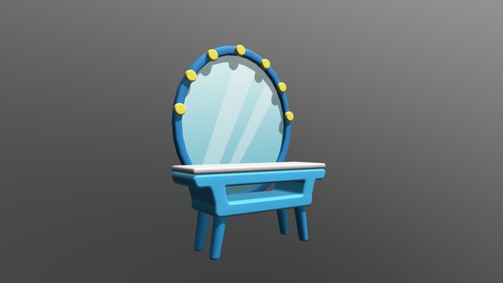 Stylized Dressing table Low Poly 3D Model