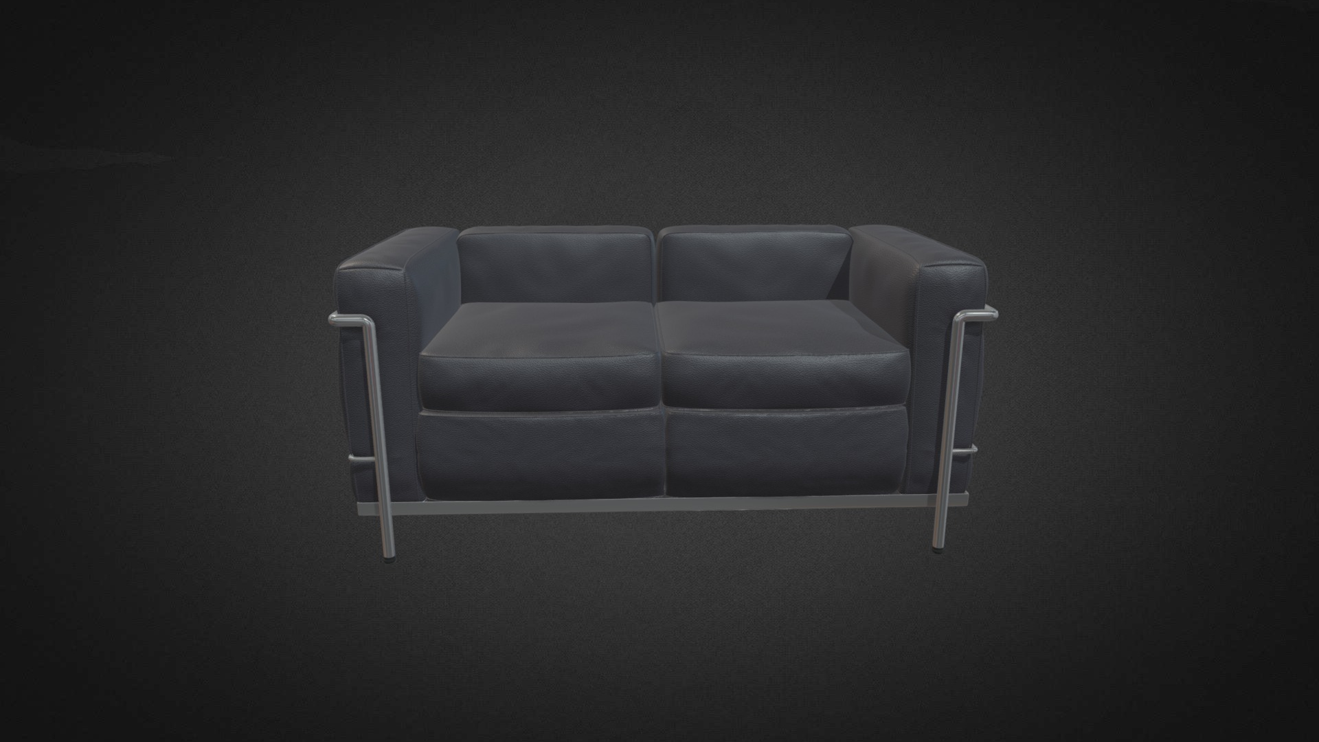 3D model Corbusier 2 Seater Chair Hire - This is a 3D model of the Corbusier 2 Seater Chair Hire. The 3D model is about a grey couch with a grey cushion.