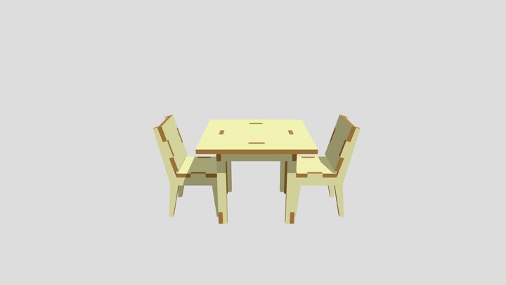 Tisch-mit-Sesseln 3D Model