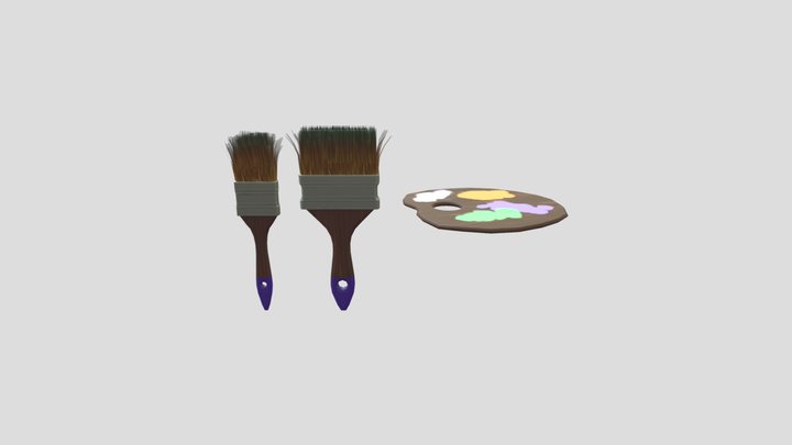 Stylized Asset - Paint Brush Set 3D Model