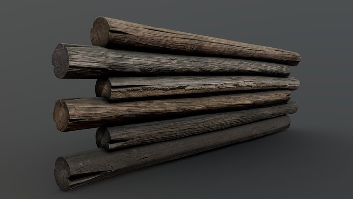 Modular Old Wooden Logs Fence by mkaplunow 3D Model