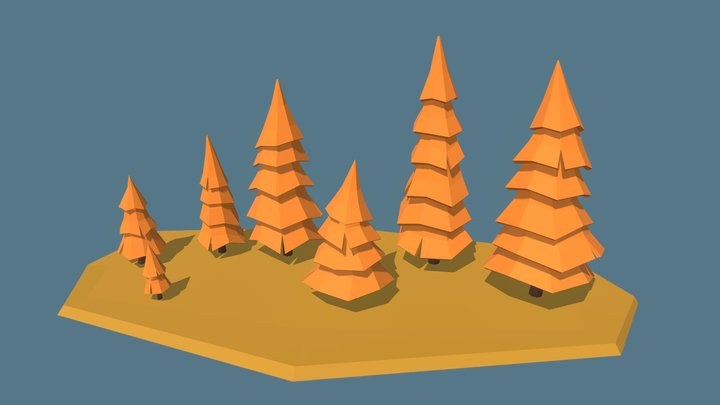Fir Trees in Autumn 3D Model