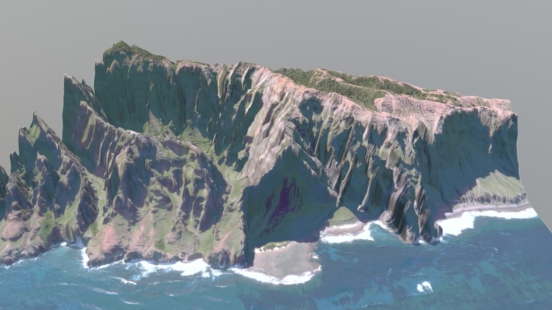 3D print Na Pali Coast topography map model Hawaii honeymoon gift