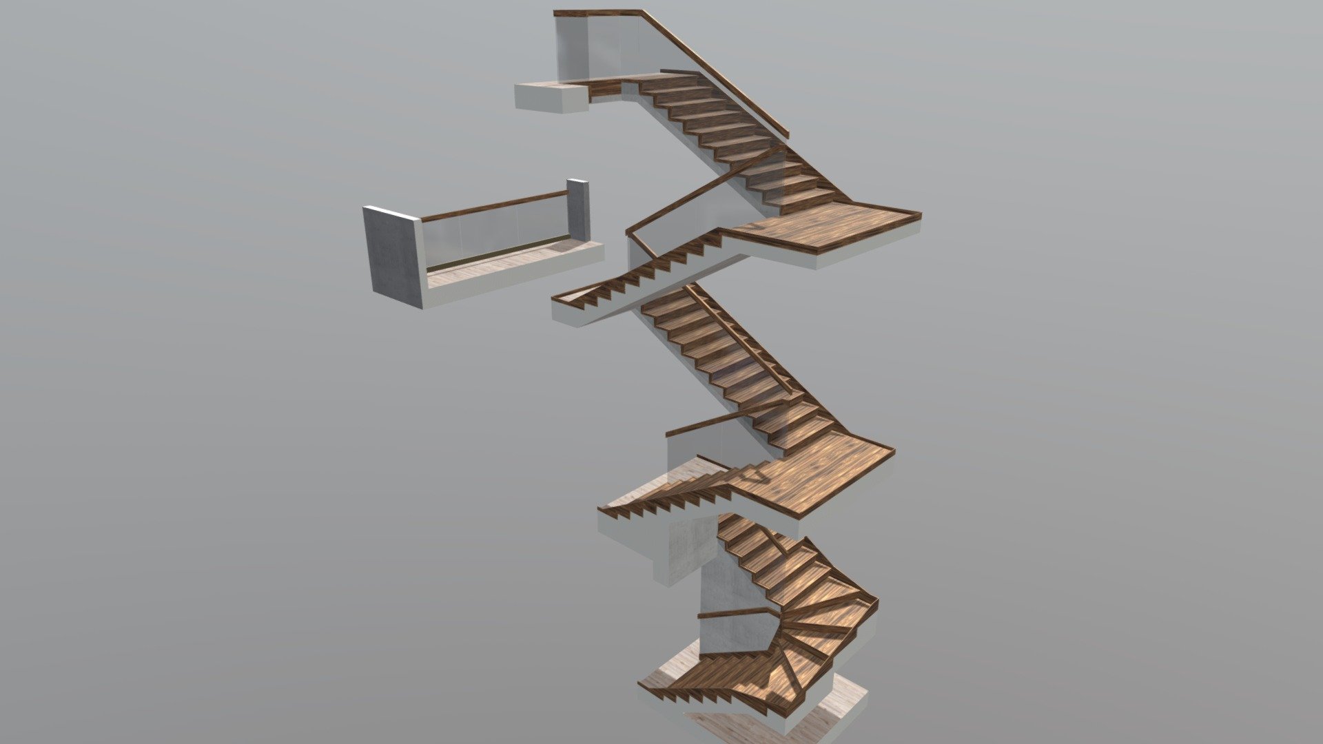 Лестница 3 этажа | П маршевая | Бетон | 2104 - 3D model by olegpautov ...