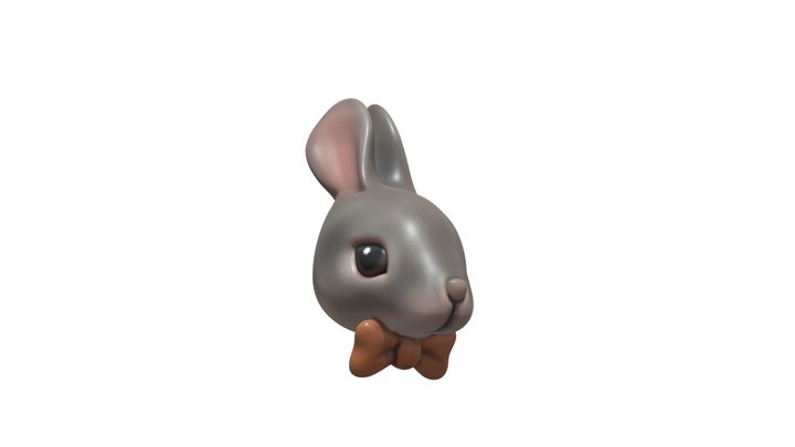 Rabbit dressed bow tie pet model jewellery 3D Model
