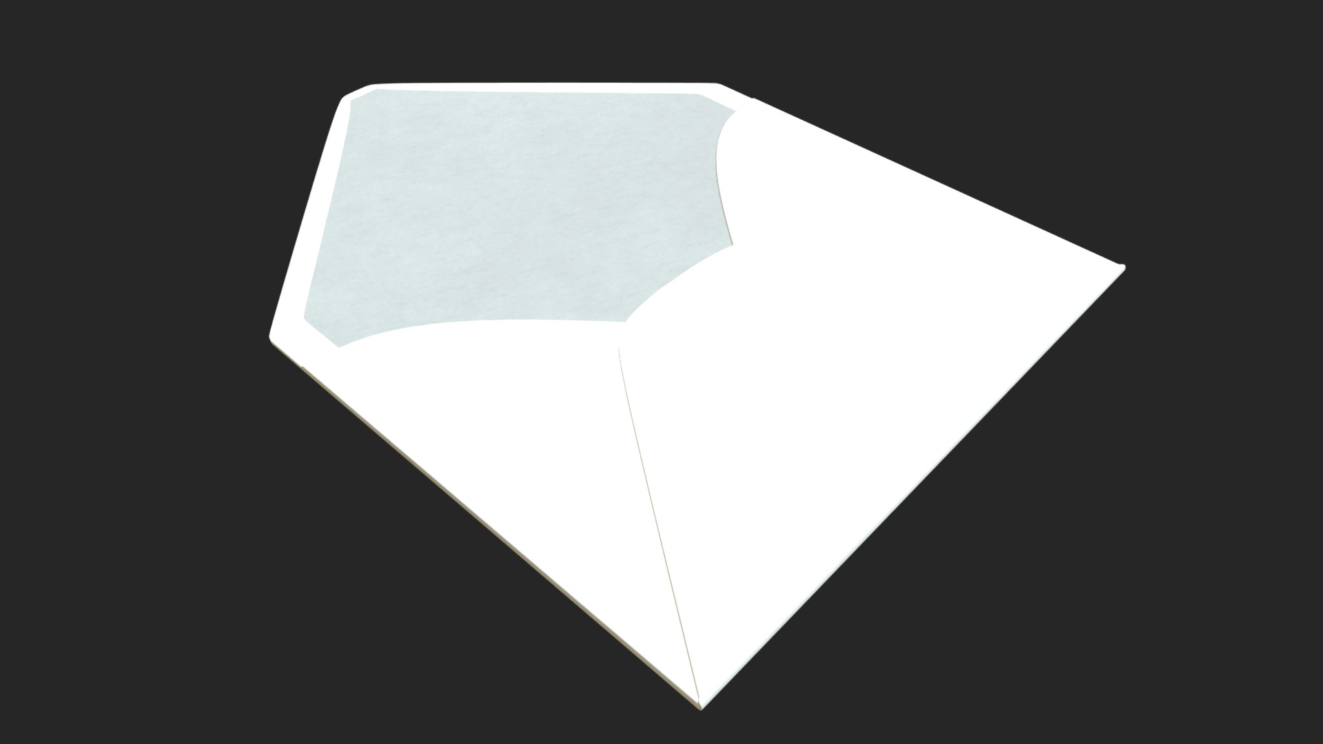 3D model Small envelope open - This is a 3D model of the Small envelope open. The 3D model is about a white paper with a black background.