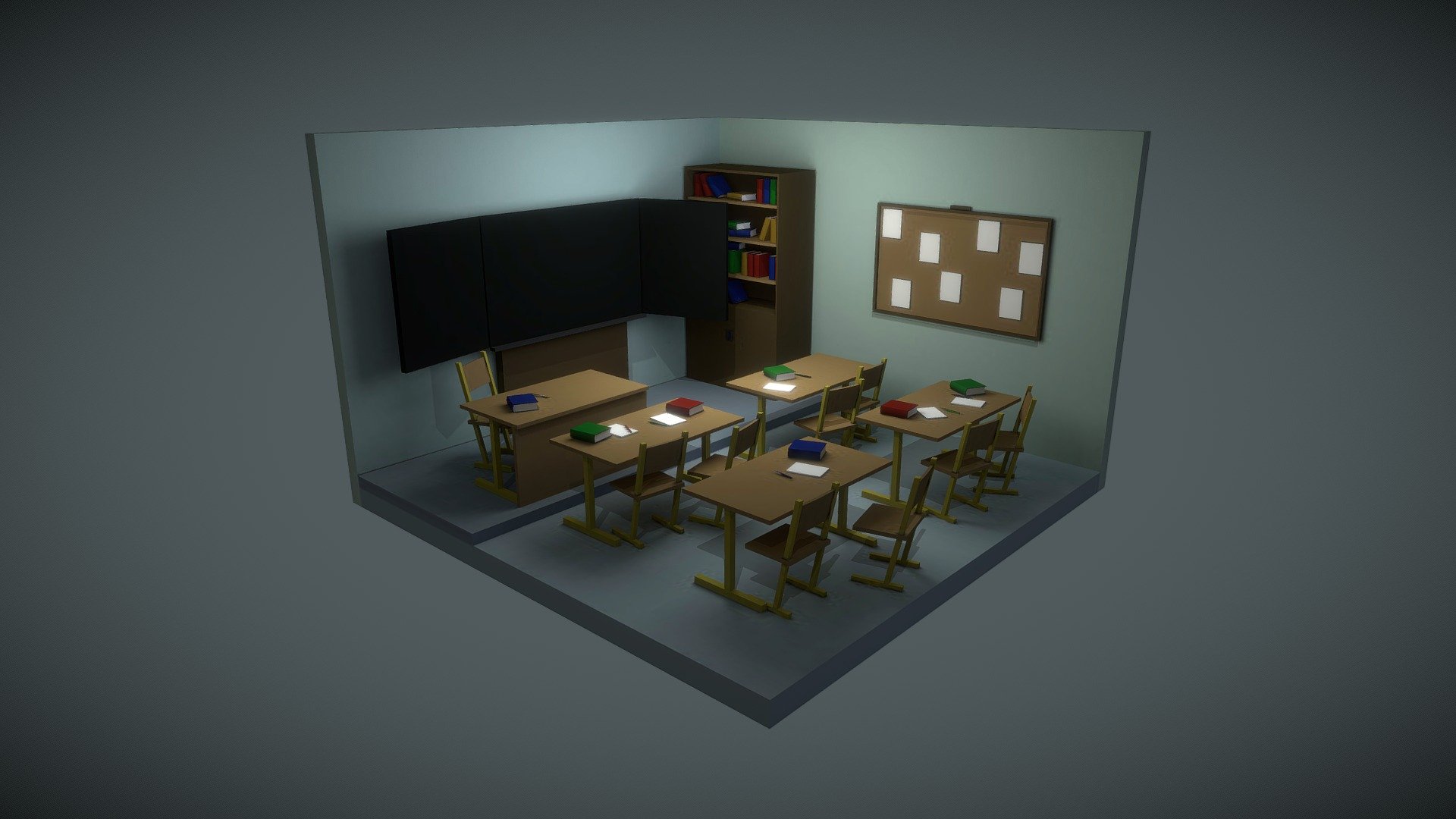 Isometric Room School - Download Free 3D model by MaX3Dd (@MaX3Dd) [5c90b0d] - Sketchfab