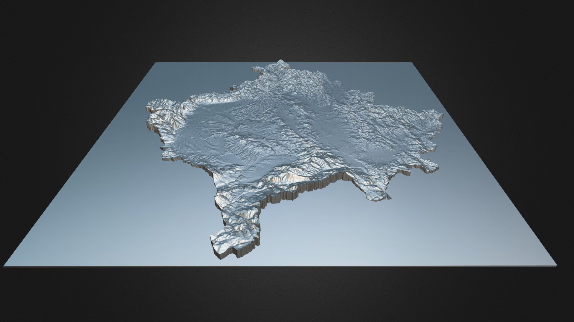 Kosovo Metallic Relief Map