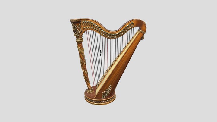 Ornate Golden Harp – Free 3D Model STL