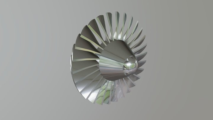 GE TF34 Fan Blade and Nose Cone 3D Model