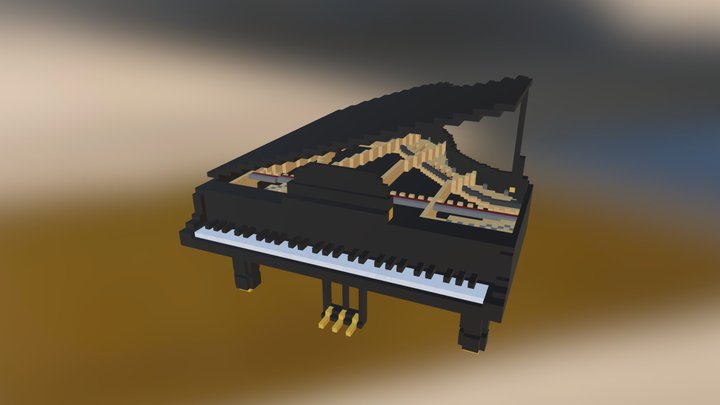 Black grand piano qb 3D Model