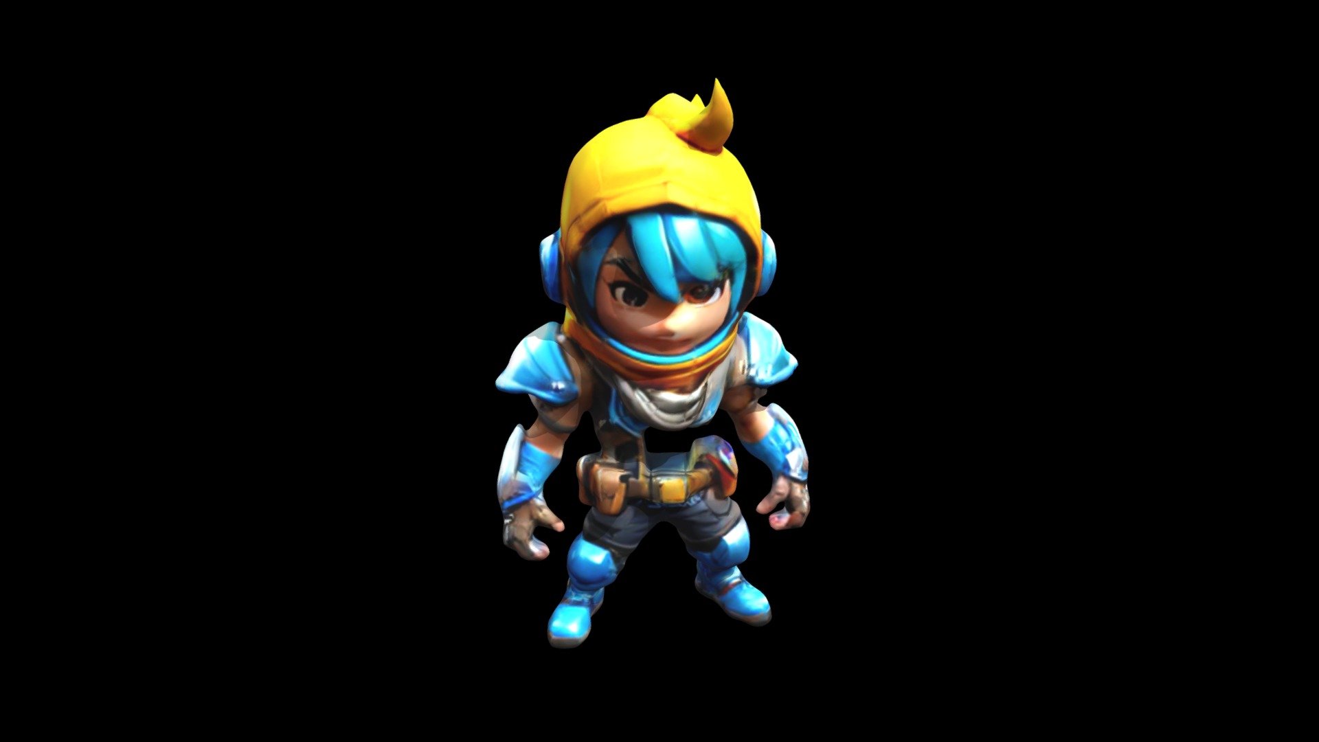An illustration of a lively character with blue - Download Free 3D ...