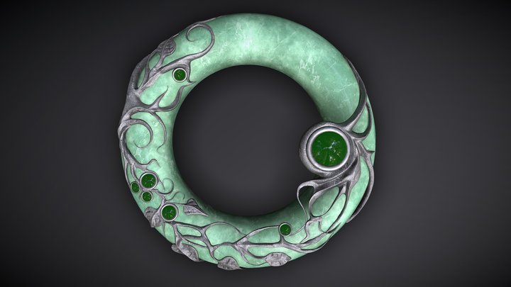 neck jewelry with green stones 3D Model