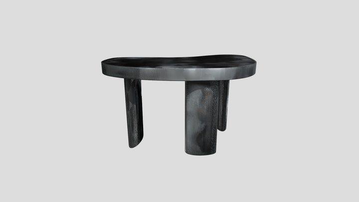 A dark kidney-shaped side table 3D Model