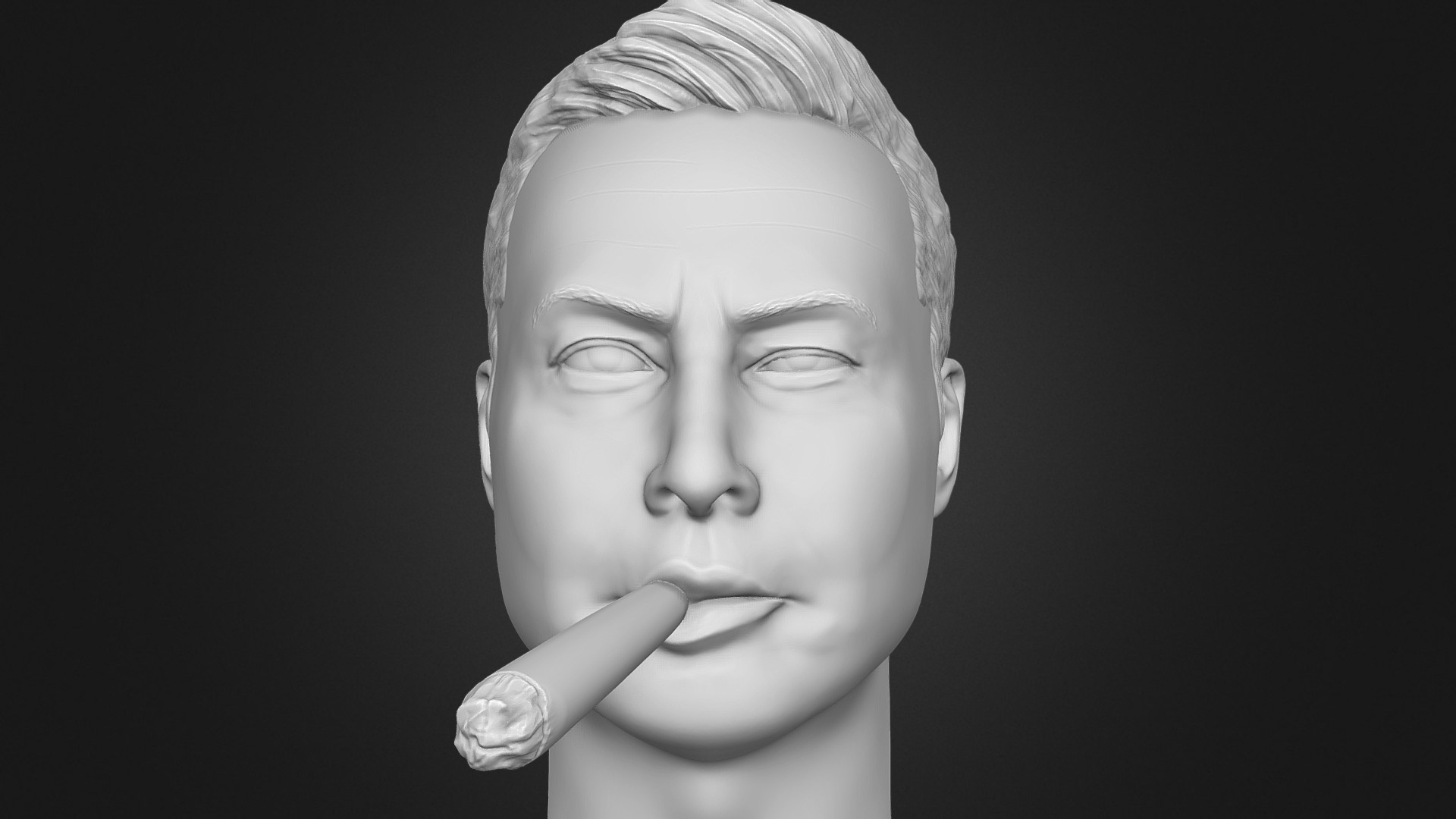 3D model Elon Musk smoking joint 3d printable - This is a 3D model of the Elon Musk smoking joint 3d printable. The 3D model is about a statue of a person with a finger in the mouth.