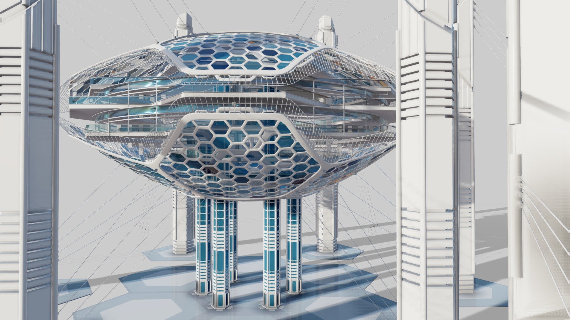 Futuristic Architectural Structure 16 - Buy Royalty Free 3D model by ...
