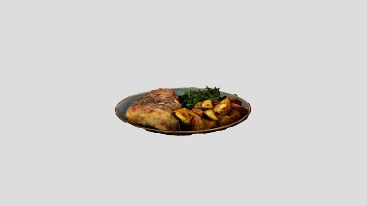 Steak Med. Rare w/ Potatoes & Spinach 3D Model