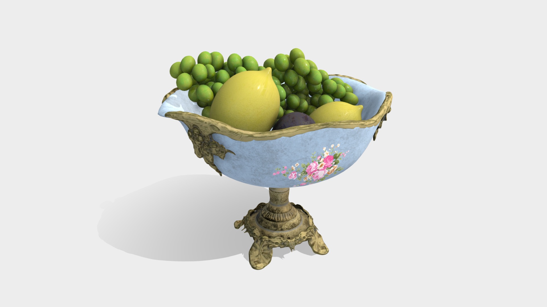 3D model Royal vase for fruit - This is a 3D model of the Royal vase for fruit. The 3D model is about a bowl of grapes.