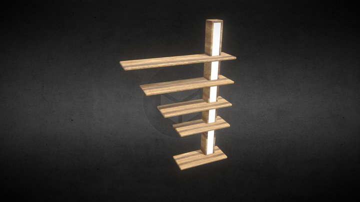 Wooden books shelves 3D Model