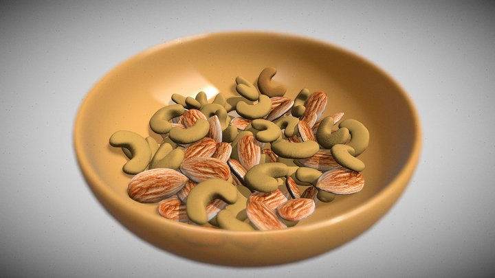 Almonds & Cashew Plate (Mixed Nuts) كاجو ولوز 3D Model