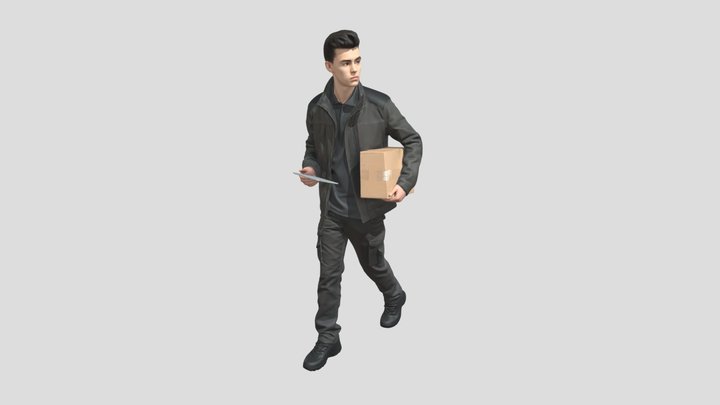 Courier With Tablet And Box – Free 3D Model STL
