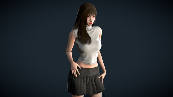 Realistic Girl V5 - GameReady 3D Model