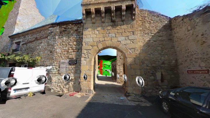Semi-medieval town, helmet-held 360 camera 3D Model