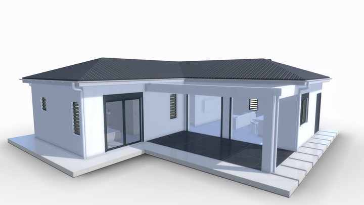MAISON INTEMPOREL_HOME_mur_blanc_toit_gri - copy 3D Model