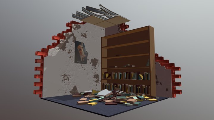Destroyed Library 3D Model