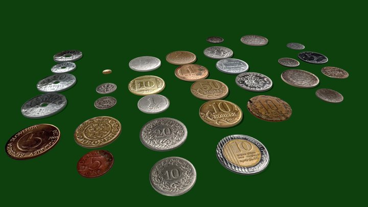 Mega Antique Worldwide coins with custom normal 3D Model