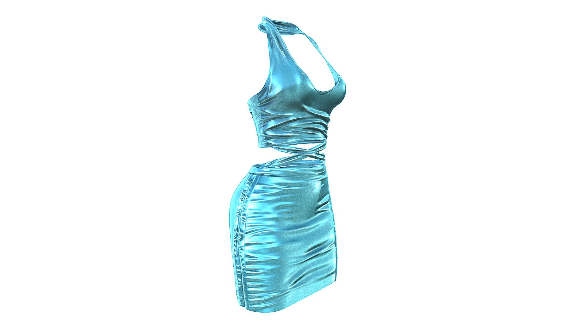 $AVE Shiny Teal Female Mini Dress - Buy Royalty Free 3D model by 3dia ...