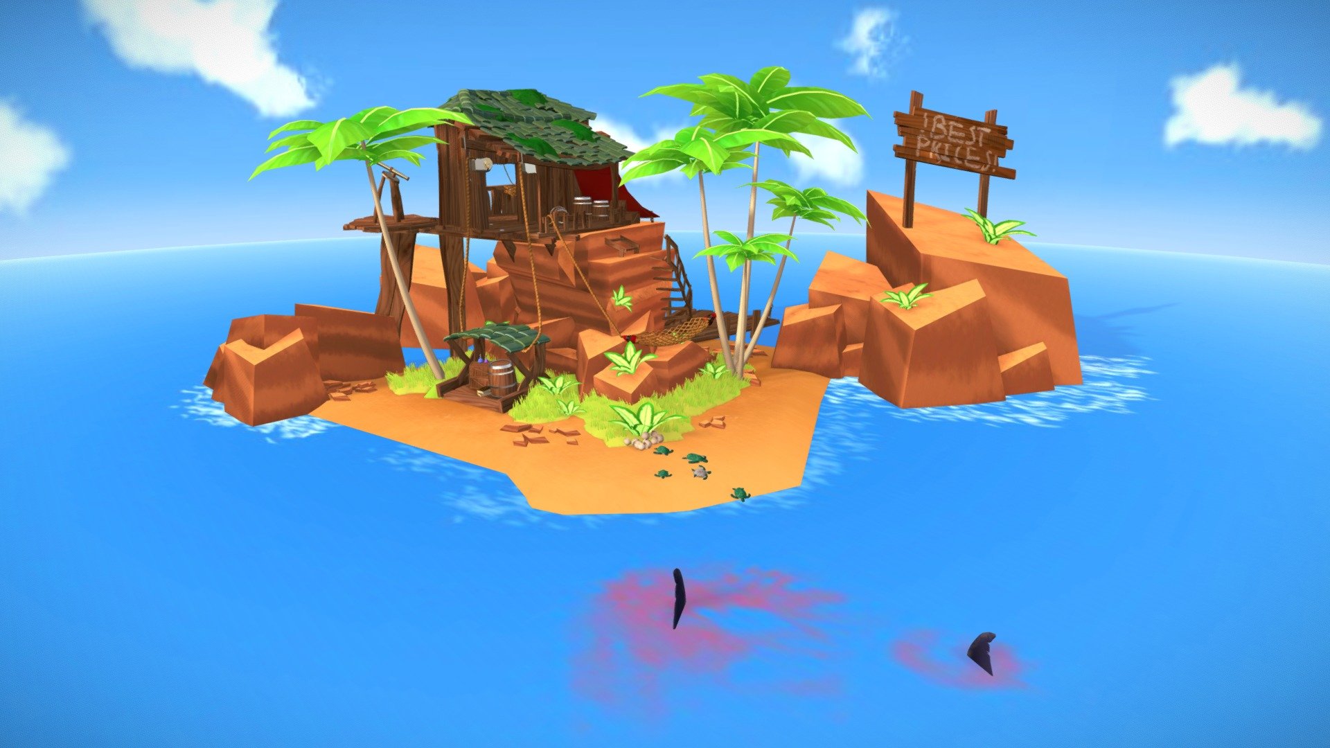 Pirate Turtle Island 3d Model By Chaime Boonen Chaimeboonen