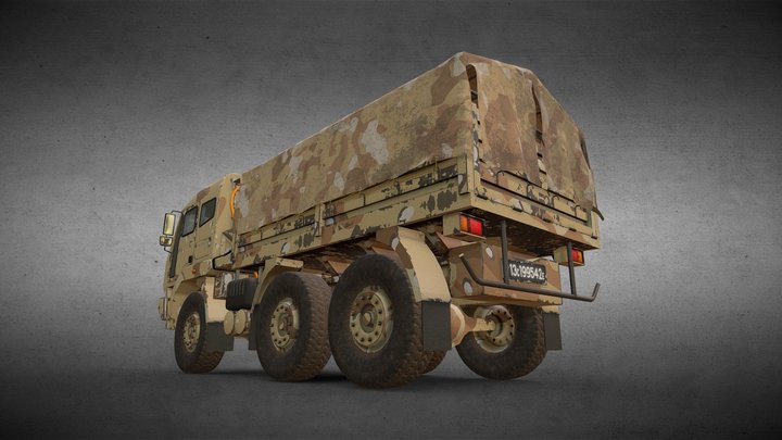 6x6 Military Truck Variation 3 + Tarpaulin 3D Model
