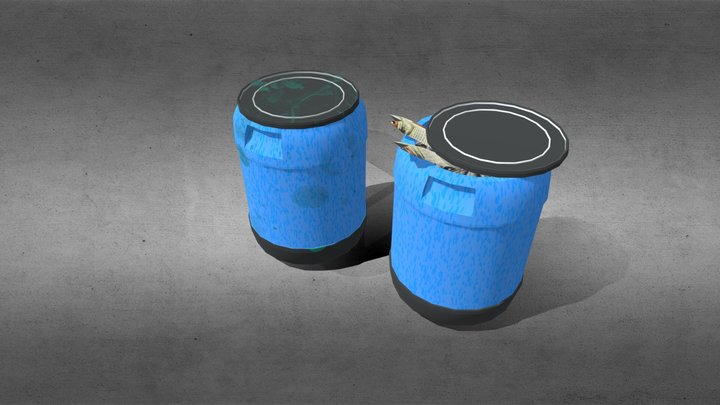 Closed & Open Fish Barrels 3D Model