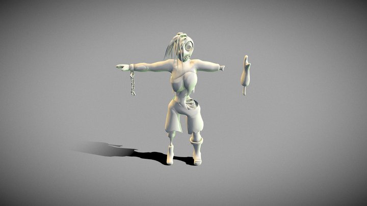 F ZOMBIE LOW-POLY GAME READY 3D Model