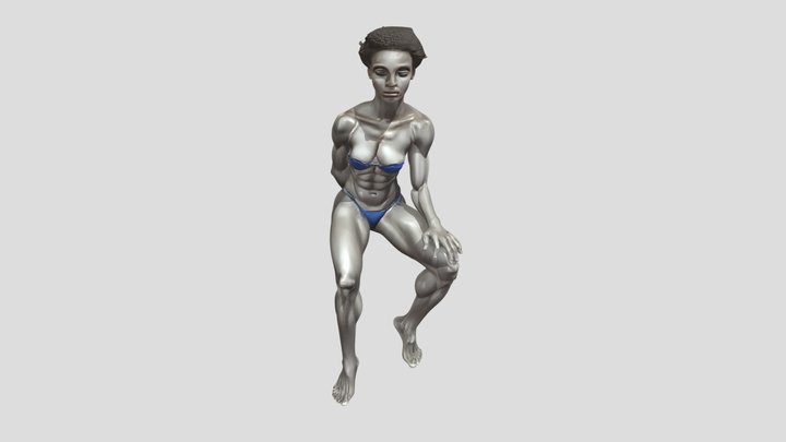 Seated muscular human figure 3D Model