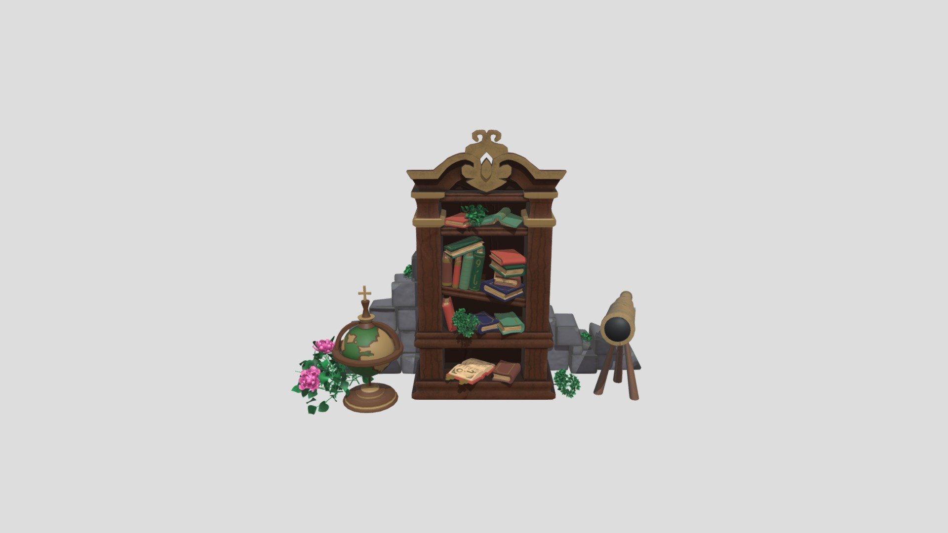stylized bookcase model - 3D model by sbverse [5cd1d9c] - Sketchfab
