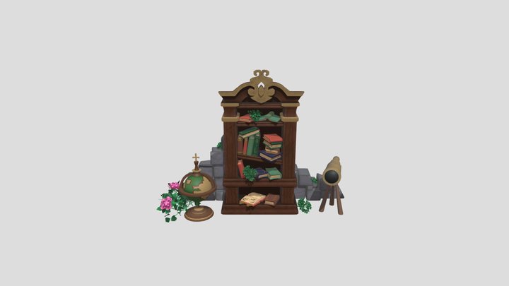 stylized bookcase model 3D Model