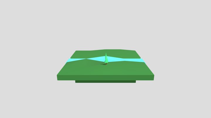 Low Poly Tree And River 3D Model