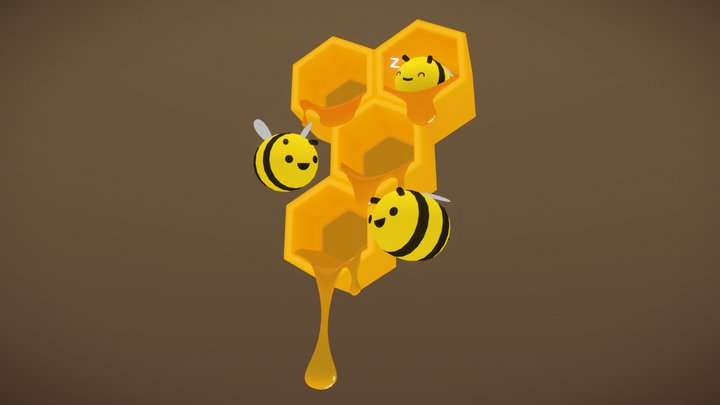 Bees and Honey Combs 🐝 3D Model