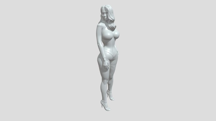 Woman in lingerie and stockings standing pose 3D Model