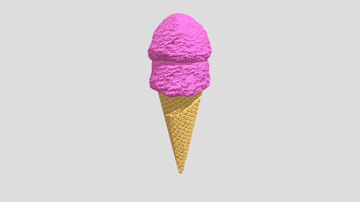Pink Ice Cream Cone 3D Model